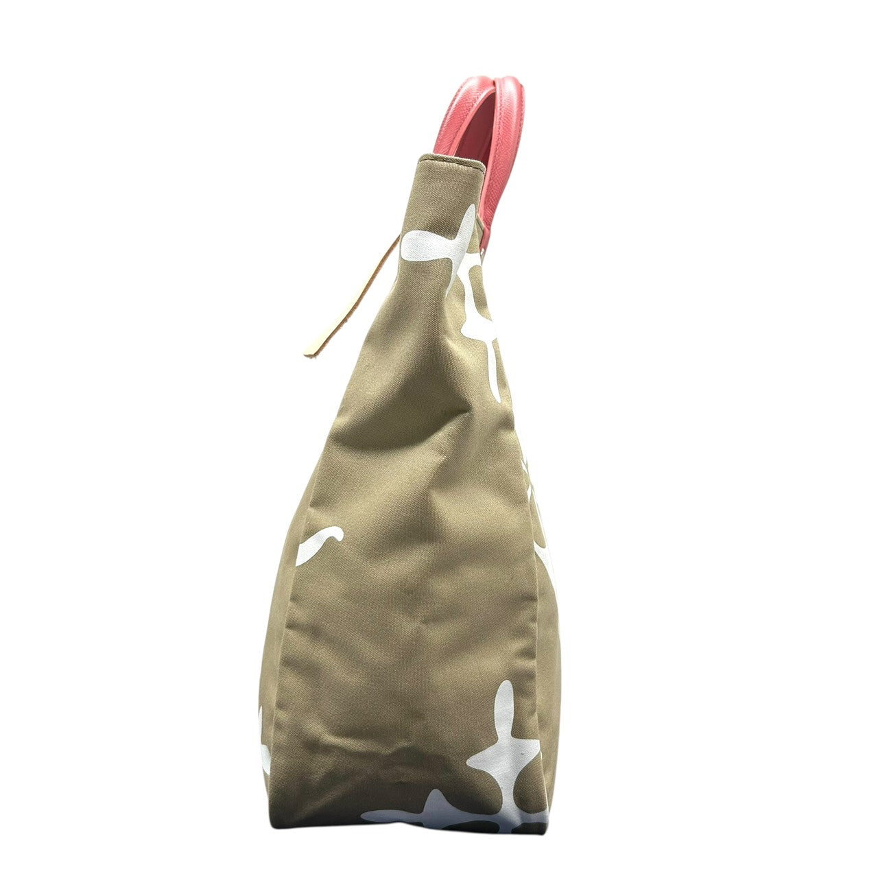 新品同様 ラシット russet トートバッグ ハンドバッグ ナイロン×レザー 白 ホワイト ベージュ ピンクハンドル A4収納可 軽量 上品 S26