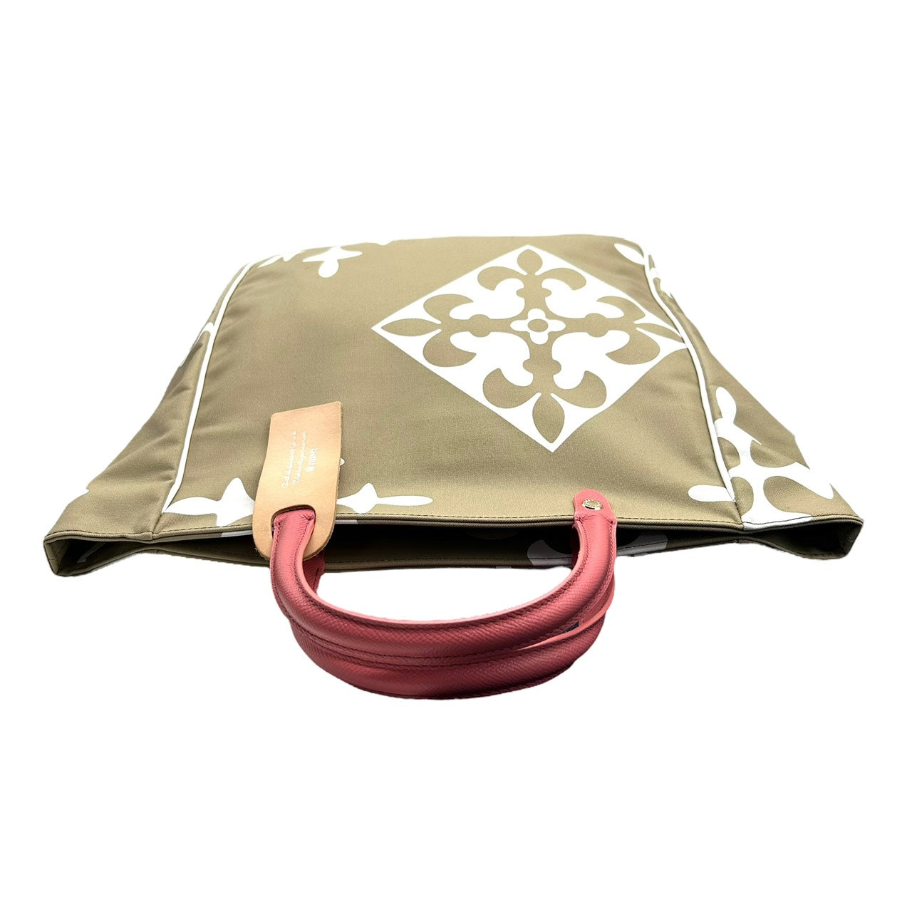 新品同様 ラシット russet トートバッグ ハンドバッグ ナイロン×レザー 白 ホワイト ベージュ ピンクハンドル A4収納可 軽量 上品 S26