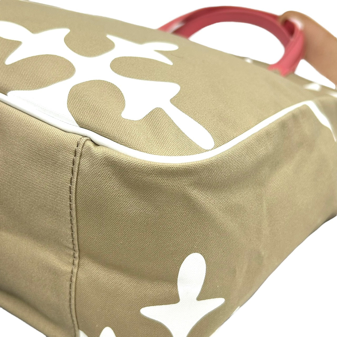 新品同様 ラシット russet トートバッグ ハンドバッグ ナイロン×レザー 白 ホワイト ベージュ ピンクハンドル A4収納可 軽量 上品 S26