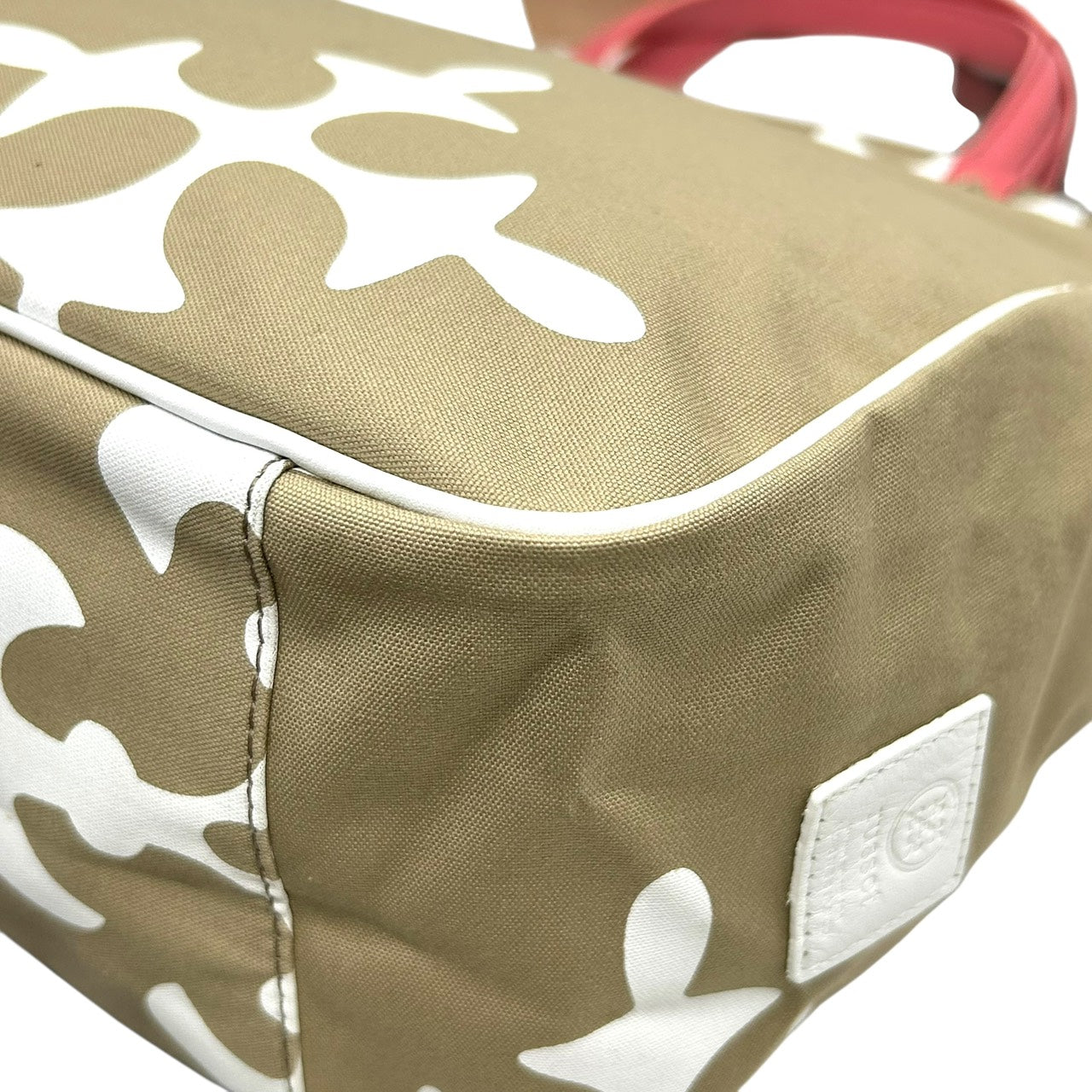 新品同様 ラシット russet トートバッグ ハンドバッグ ナイロン×レザー 白 ホワイト ベージュ ピンクハンドル A4収納可 軽量 上品 S26