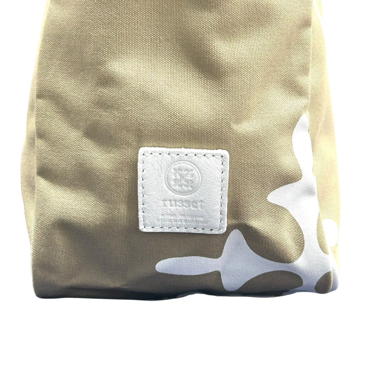 新品同様 ラシット russet トートバッグ ハンドバッグ ナイロン×レザー 白 ホワイト ベージュ ピンクハンドル A4収納可 軽量 上品 S26