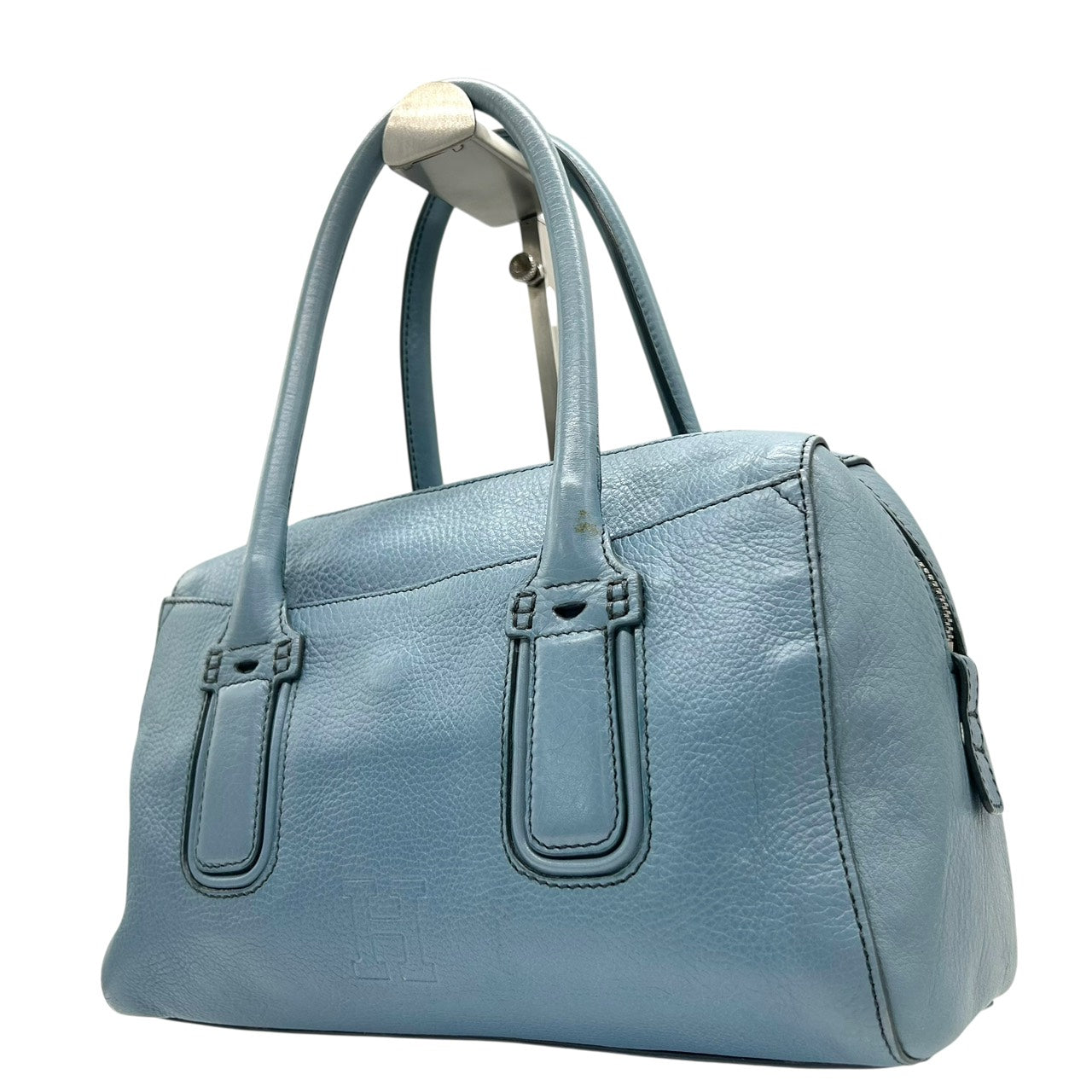 ヒロフ HIROFU ハンドバッグ ボストンバッグ レザー 水色 ライトブルー 本革 上品 シンプル 高級 S26