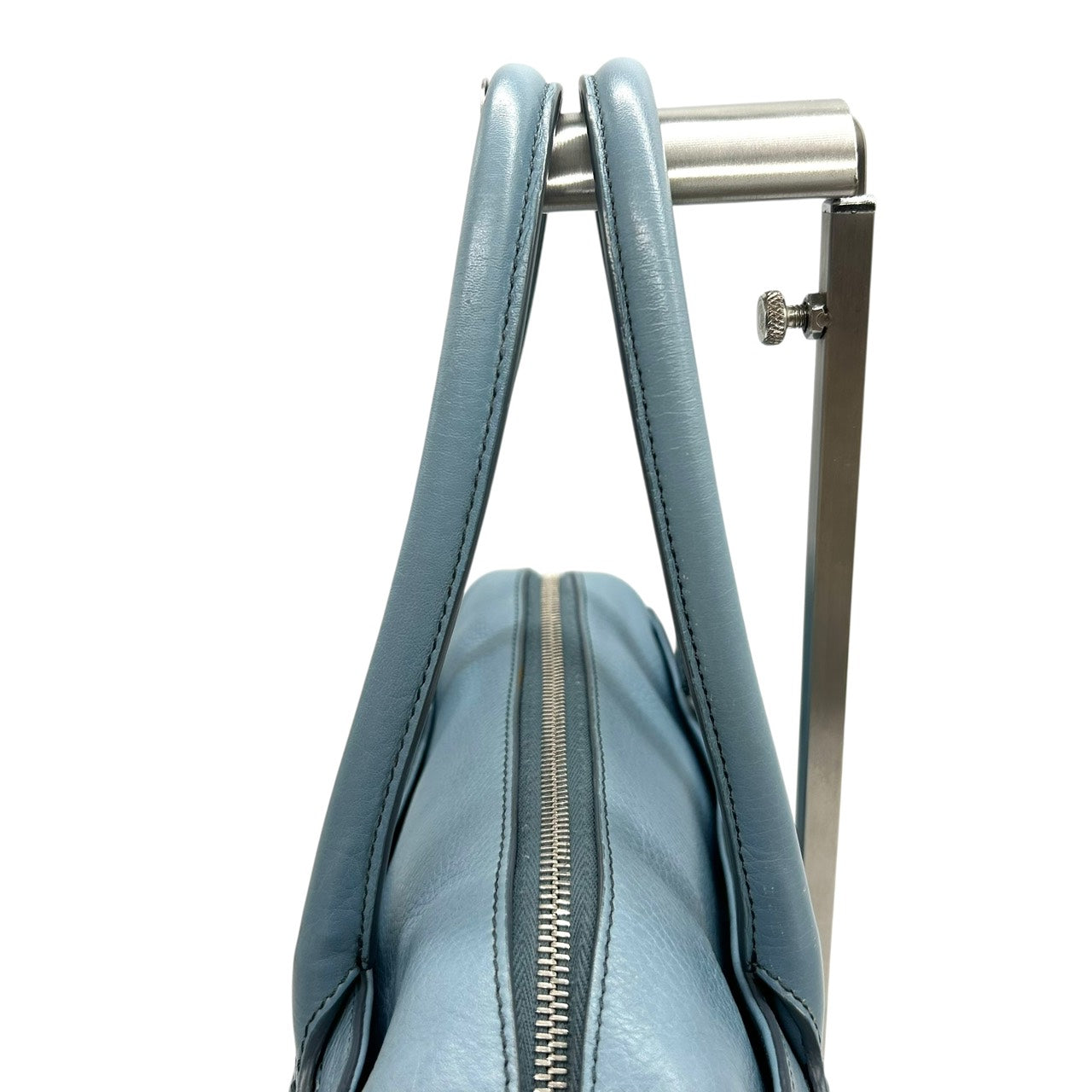 ヒロフ HIROFU ハンドバッグ ボストンバッグ レザー 水色 ライトブルー 本革 上品 シンプル 高級 S26