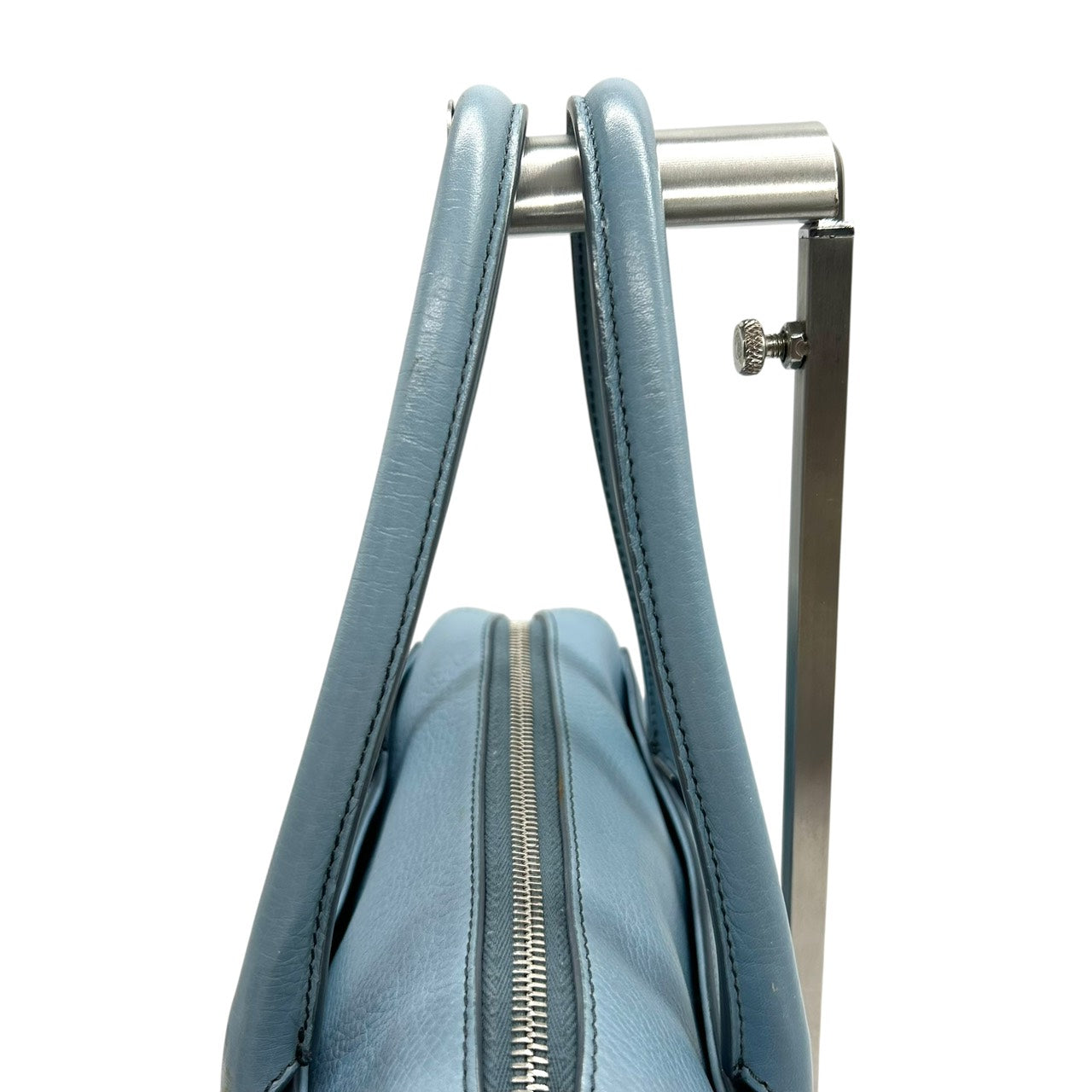 ヒロフ HIROFU ハンドバッグ ボストンバッグ レザー 水色 ライトブルー 本革 上品 シンプル 高級 S26