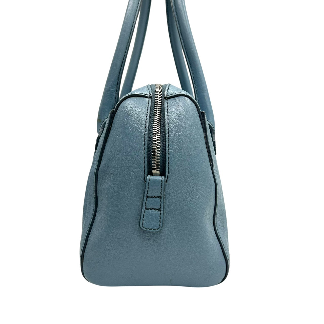 ヒロフ HIROFU ハンドバッグ ボストンバッグ レザー 水色 ライトブルー 本革 上品 シンプル 高級 S26