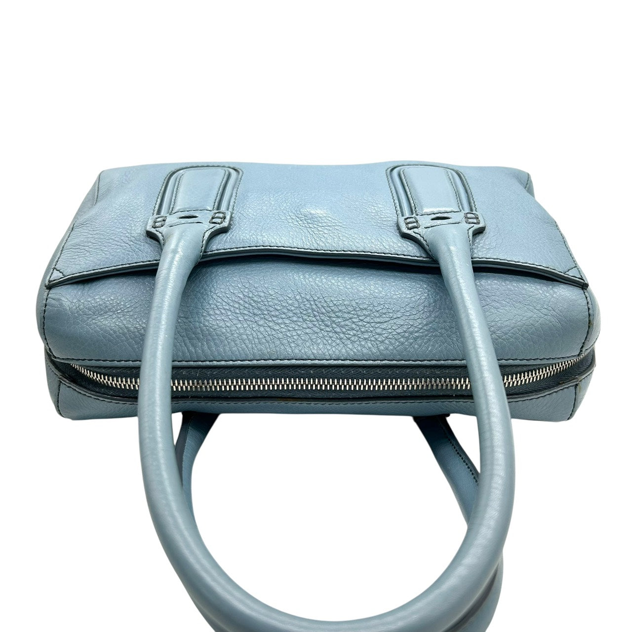 ヒロフ HIROFU ハンドバッグ ボストンバッグ レザー 水色 ライトブルー 本革 上品 シンプル 高級 S26