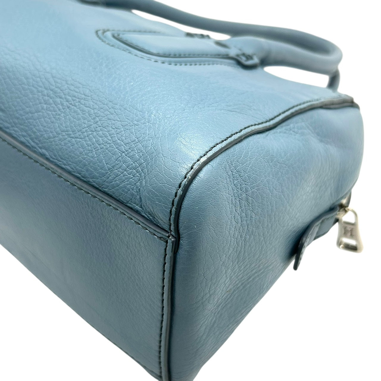 ヒロフ HIROFU ハンドバッグ ボストンバッグ レザー 水色 ライトブルー 本革 上品 シンプル 高級 S26