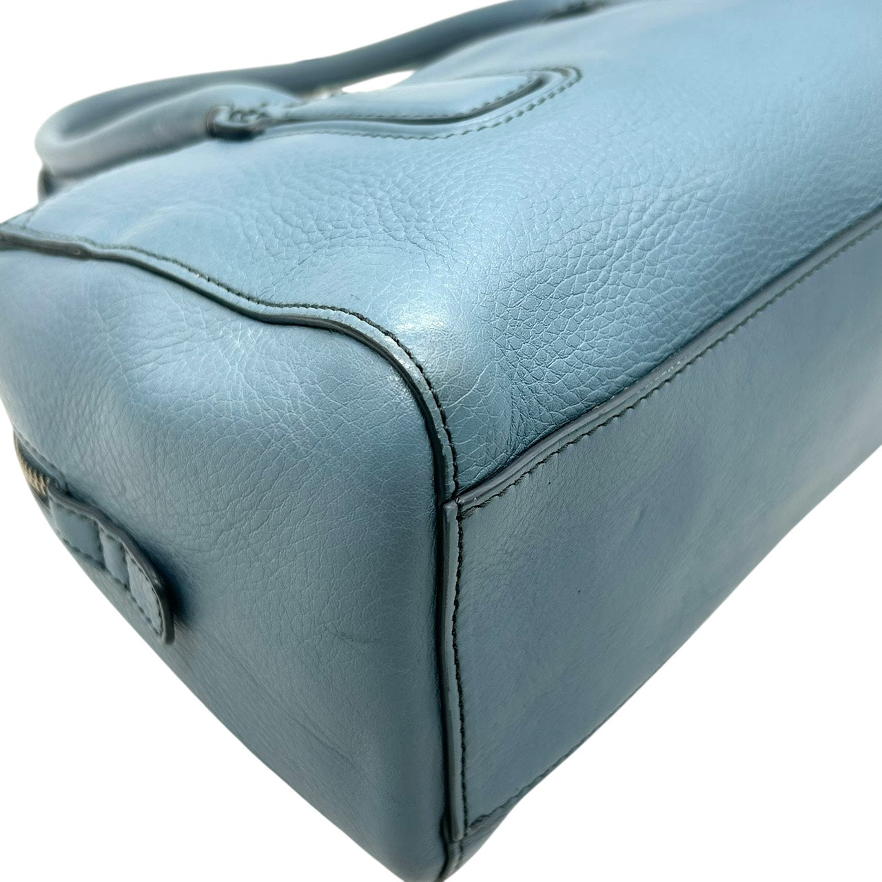 ヒロフ HIROFU ハンドバッグ ボストンバッグ レザー 水色 ライトブルー 本革 上品 シンプル 高級 S26