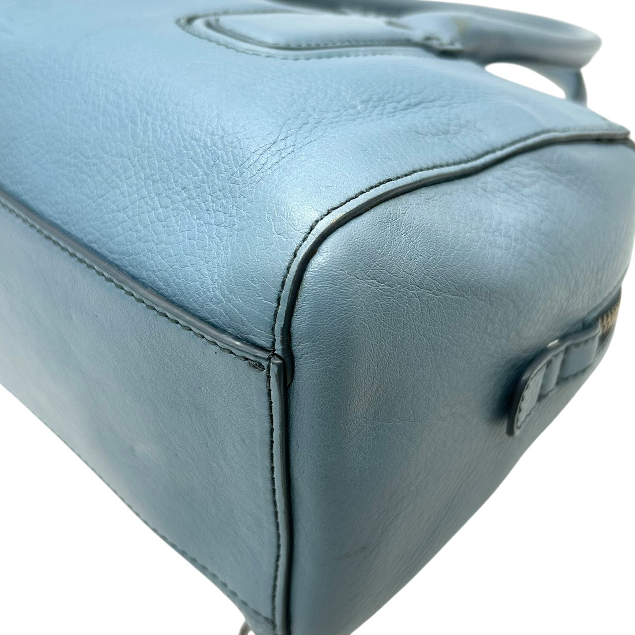 ヒロフ HIROFU ハンドバッグ ボストンバッグ レザー 水色 ライトブルー 本革 上品 シンプル 高級 S26