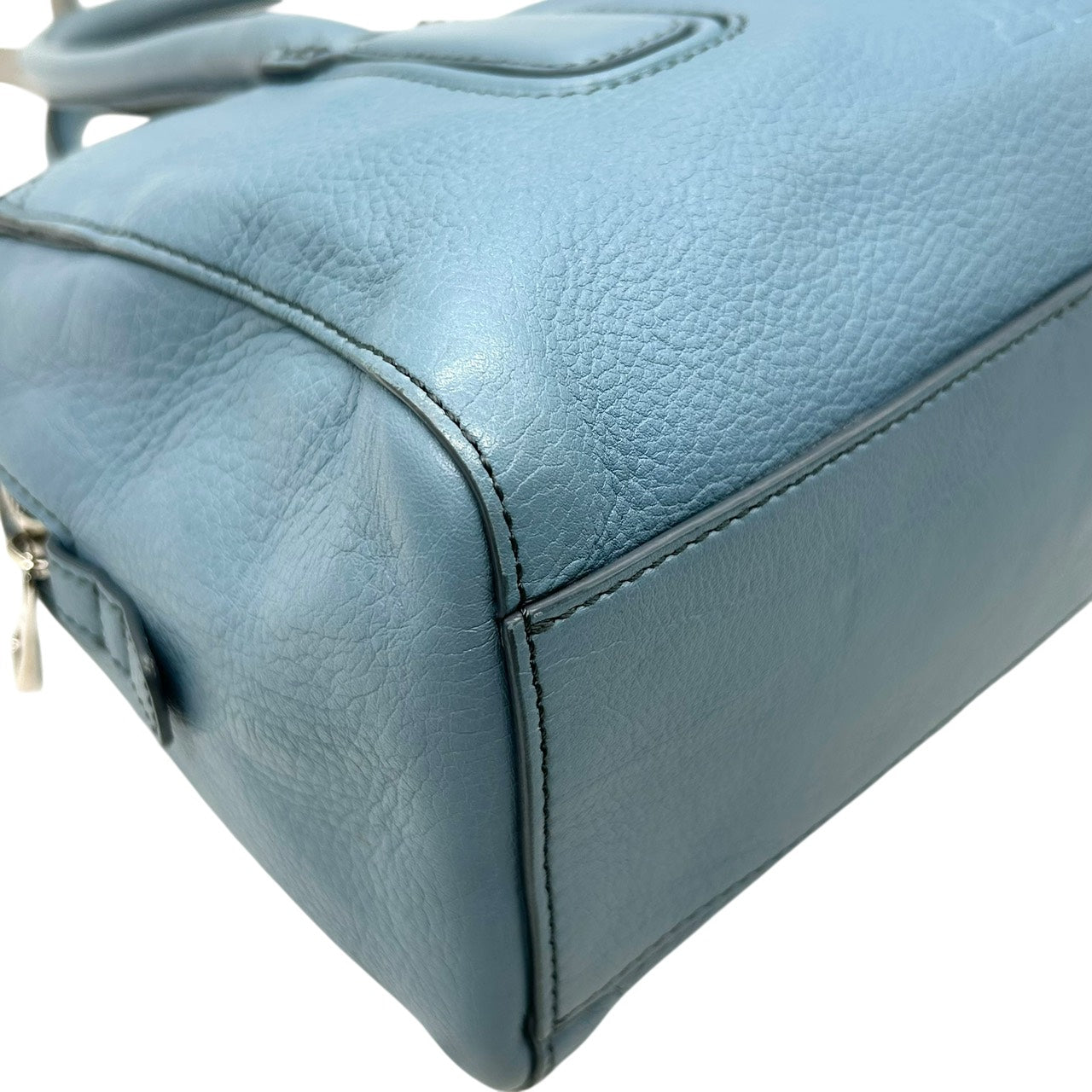 ヒロフ HIROFU ハンドバッグ ボストンバッグ レザー 水色 ライトブルー 本革 上品 シンプル 高級 S26