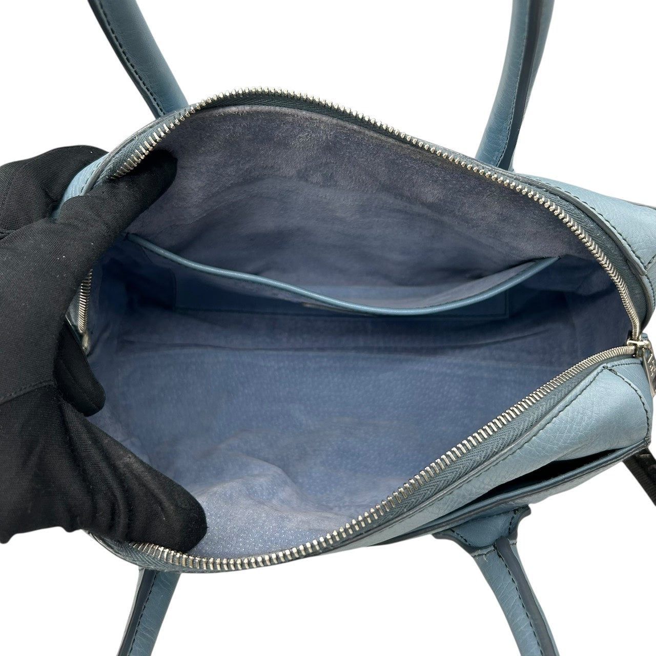 ヒロフ HIROFU ハンドバッグ ボストンバッグ レザー 水色 ライトブルー 本革 上品 シンプル 高級 S26