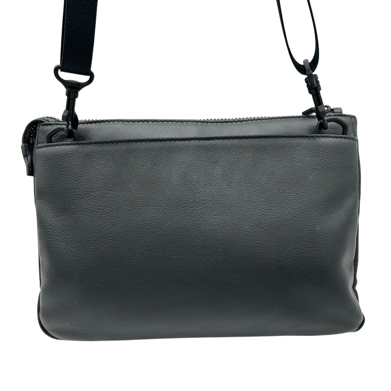 極美品 FUJITAKA ショルダーバッグ レザー ブラック 黒 シュリンクレザー 本革 サコッシュ メンズ 日本製 シンプル S26