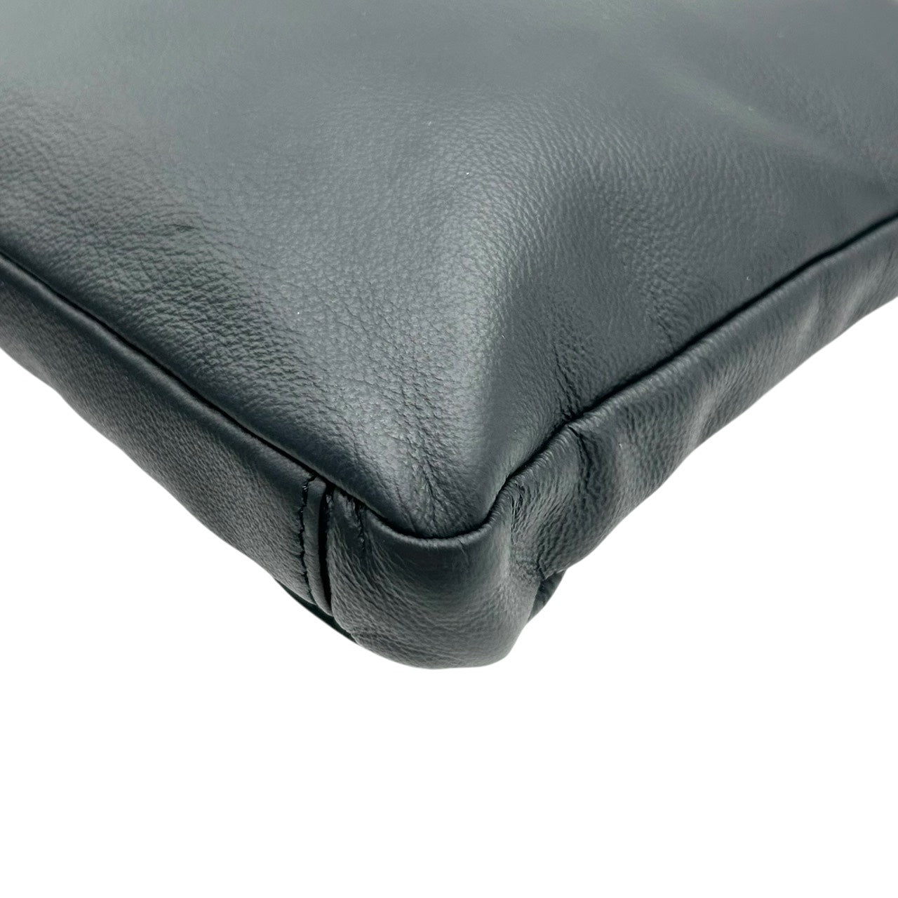 極美品 FUJITAKA ショルダーバッグ レザー ブラック 黒 シュリンクレザー 本革 サコッシュ メンズ 日本製 シンプル S26