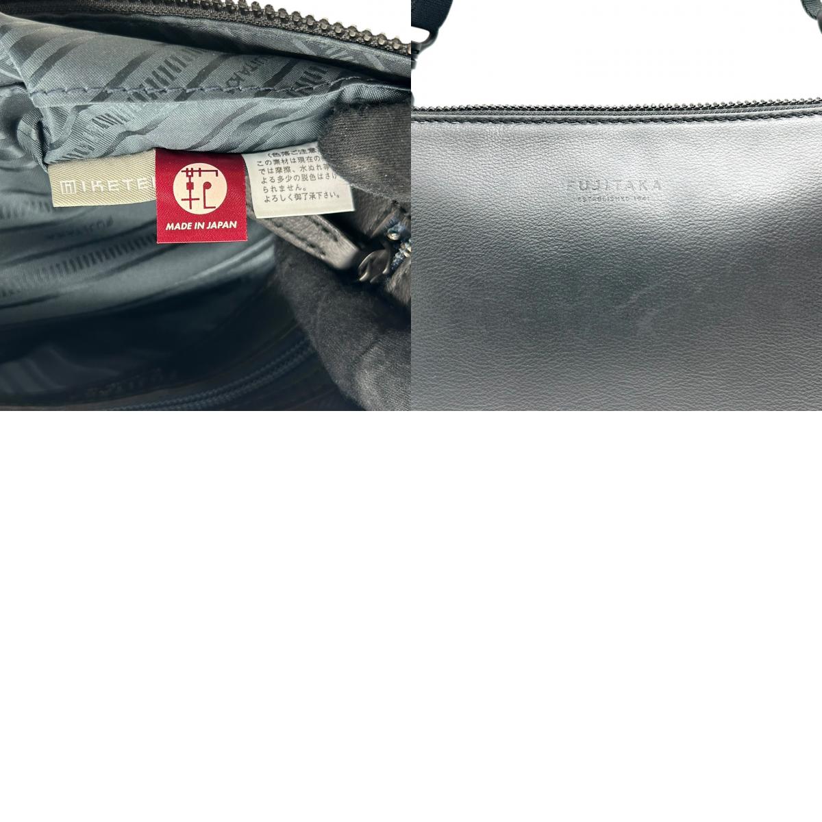 極美品 FUJITAKA ショルダーバッグ レザー ブラック 黒 シュリンクレザー 本革 サコッシュ メンズ 日本製 シンプル S26