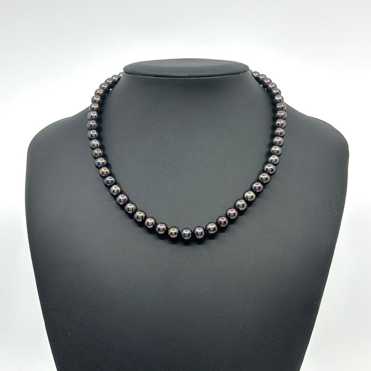 新品同様 ジュエリーマキ 黒蝶真珠 パール ネックレス シルバー金具 ブラック系 7mm珠 高級 本真珠 I10