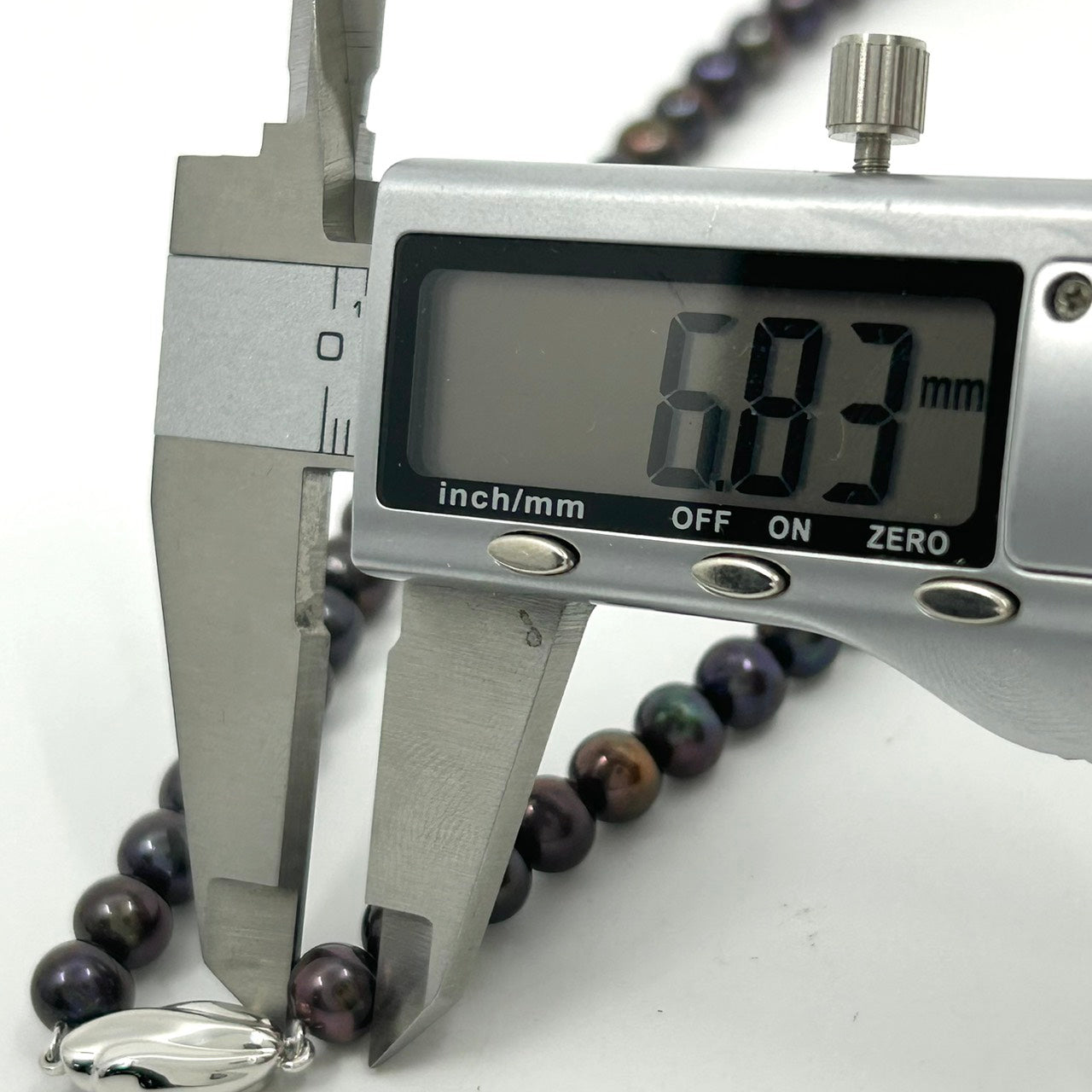 新品同様 ジュエリーマキ 黒蝶真珠 パール ネックレス シルバー金具 ブラック系 7mm珠 高級 本真珠 I10