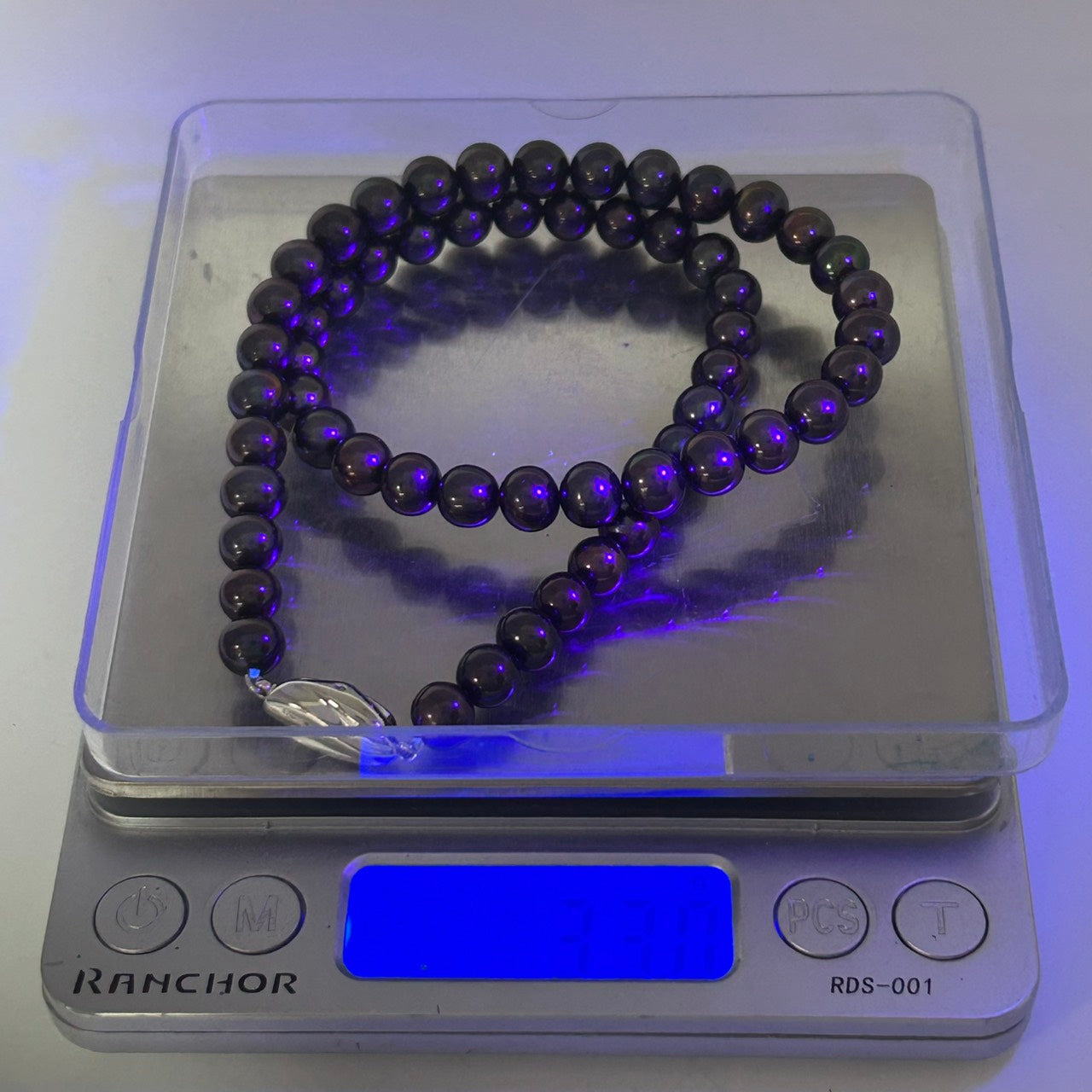 新品同様 ジュエリーマキ 黒蝶真珠 パール ネックレス シルバー金具 ブラック系 7mm珠 高級 本真珠 I10