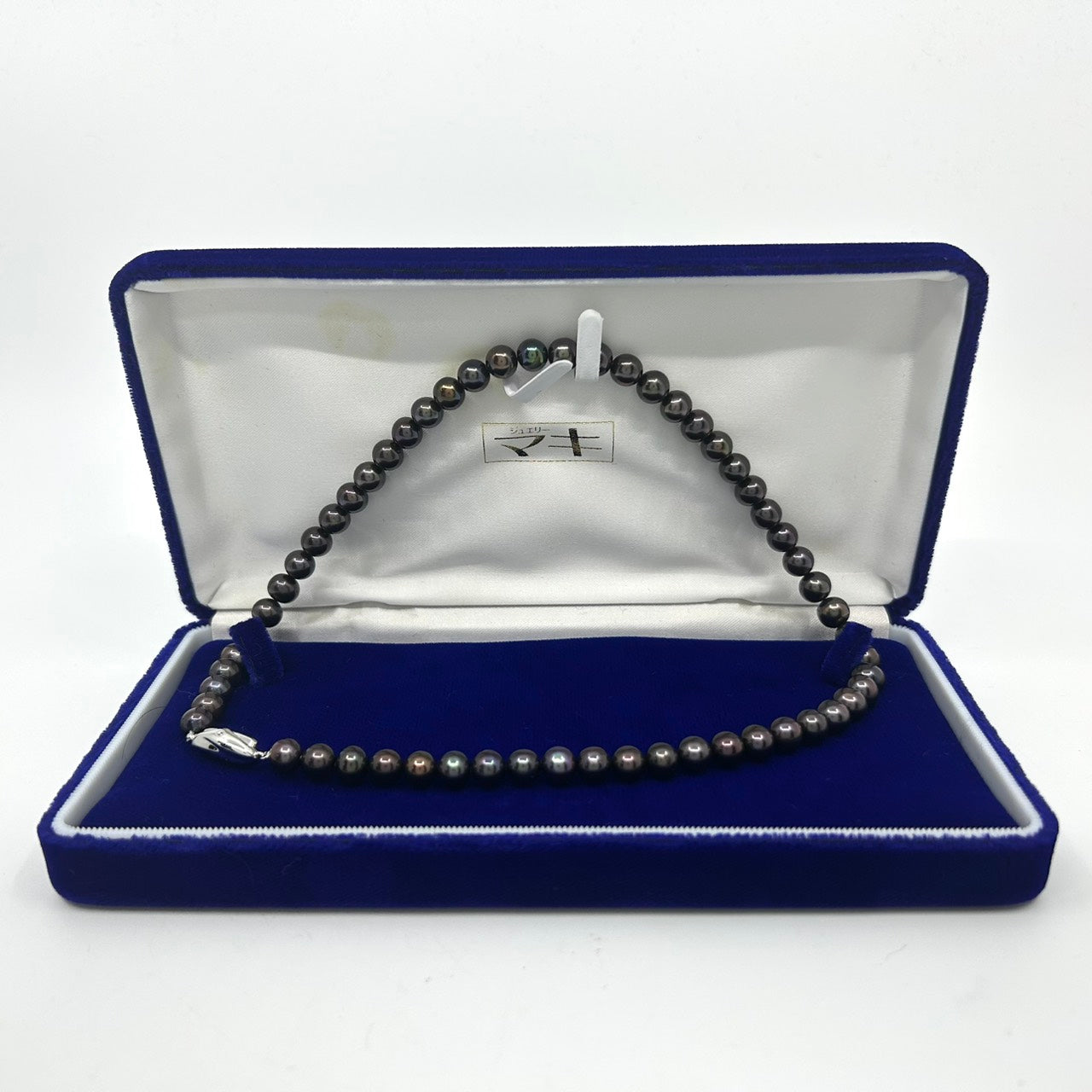 新品同様 ジュエリーマキ 黒蝶真珠 パール ネックレス シルバー金具 ブラック系 7mm珠 高級 本真珠 I10