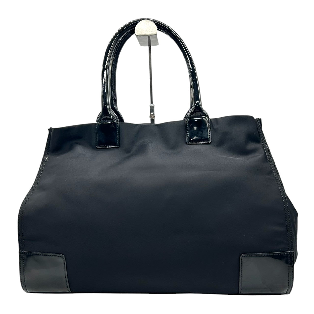 【Tory Burch】トリーバーチ エラトート トートバッグ ワンショルダー A4収納可 自立可 大容量 ナイロン パテントレザー ブラック 黒 デカロゴ ビッグロゴ レディース 通勤通学 ビジネス 軽量 人気モデル クリーニング済み s46