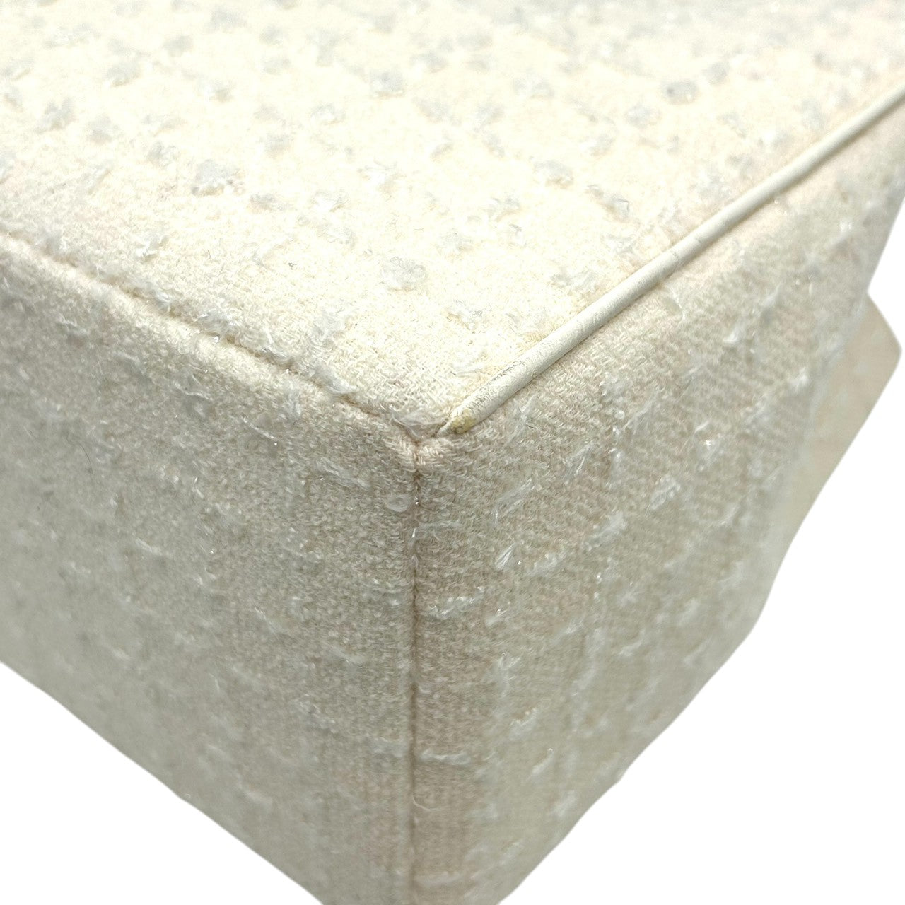 【美品】Samantha Vega サマンサベガ ハンドバッグ トートバッグ ワンショルダー 自立可 A4収納可 ツイード キャンバス レザー ホワイト アイボリー系 レディース フェミニン エレガント 上品 通勤通学 人気モデル クリーニング済み s33