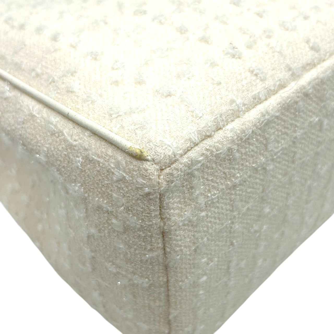 【美品】Samantha Vega サマンサベガ ハンドバッグ トートバッグ ワンショルダー 自立可 A4収納可 ツイード キャンバス レザー ホワイト アイボリー系 レディース フェミニン エレガント 上品 通勤通学 人気モデル クリーニング済み s33