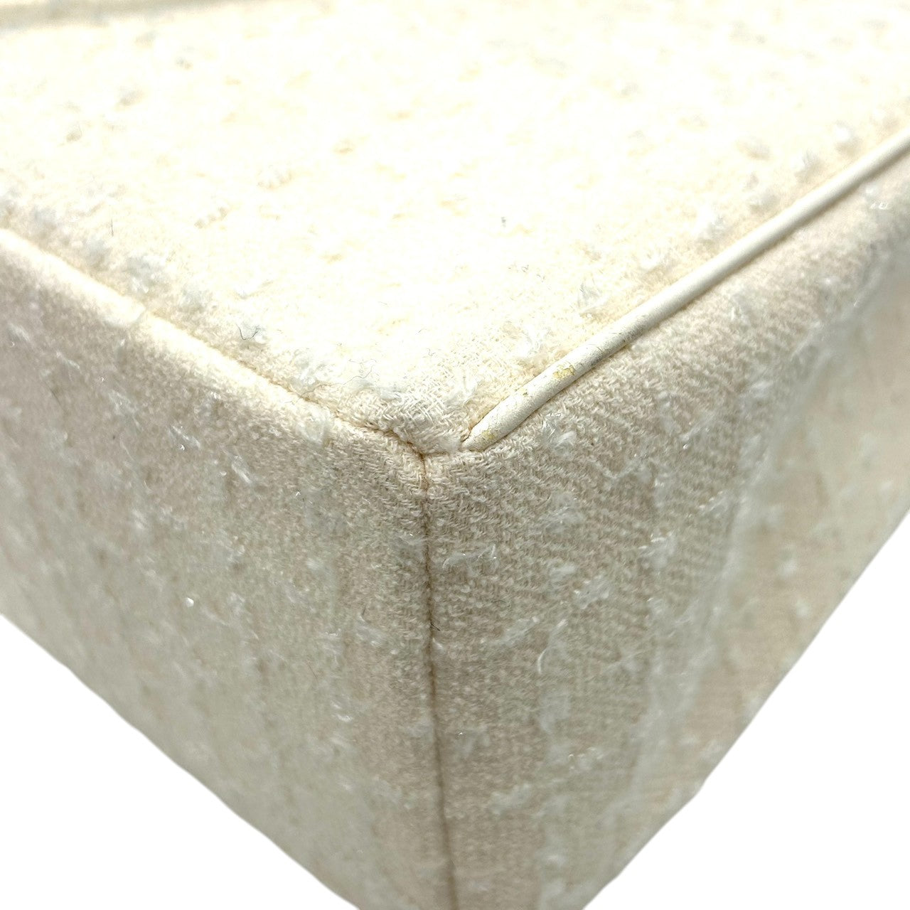 【美品】Samantha Vega サマンサベガ ハンドバッグ トートバッグ ワンショルダー 自立可 A4収納可 ツイード キャンバス レザー ホワイト アイボリー系 レディース フェミニン エレガント 上品 通勤通学 人気モデル クリーニング済み s33