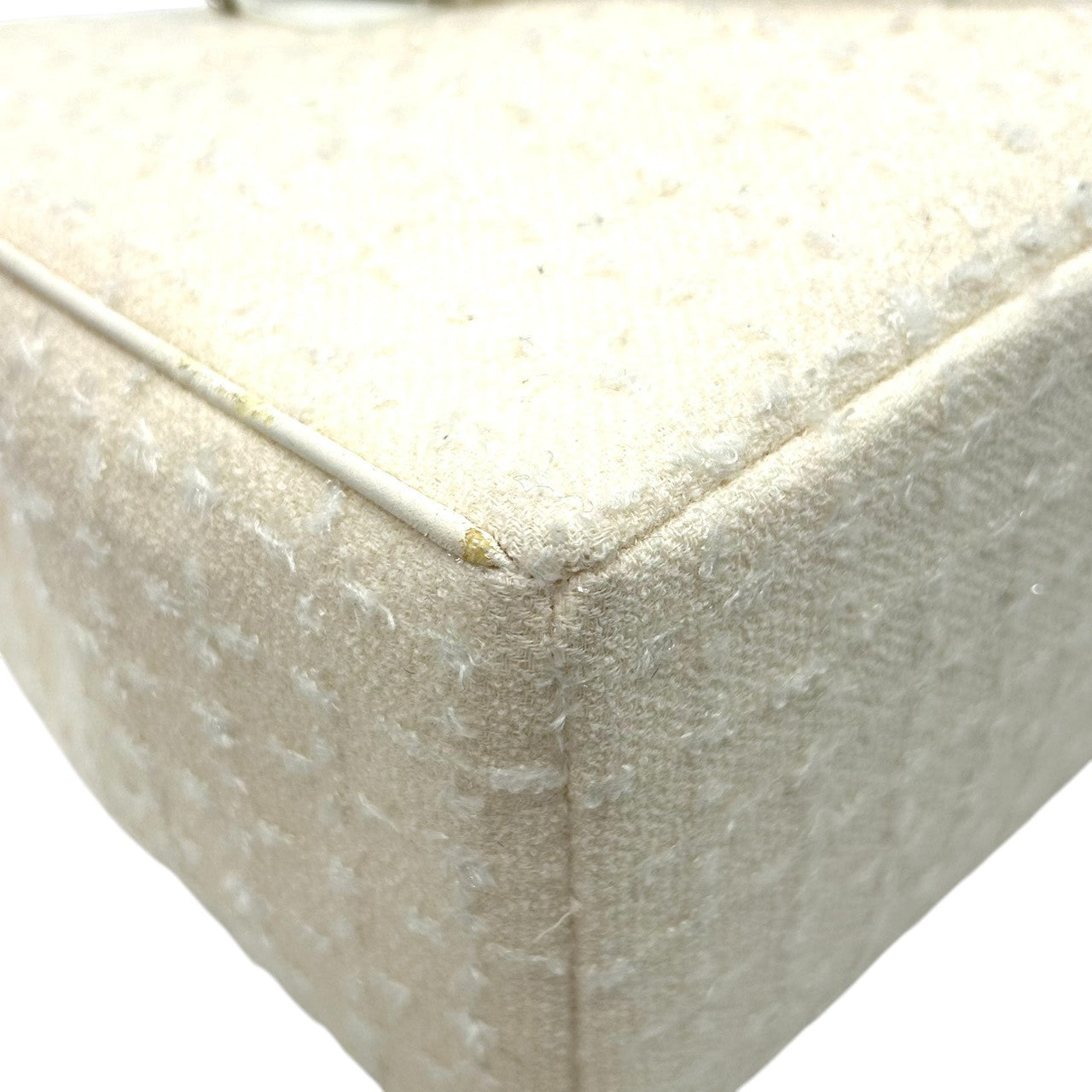 【美品】Samantha Vega サマンサベガ ハンドバッグ トートバッグ ワンショルダー 自立可 A4収納可 ツイード キャンバス レザー ホワイト アイボリー系 レディース フェミニン エレガント 上品 通勤通学 人気モデル クリーニング済み s33