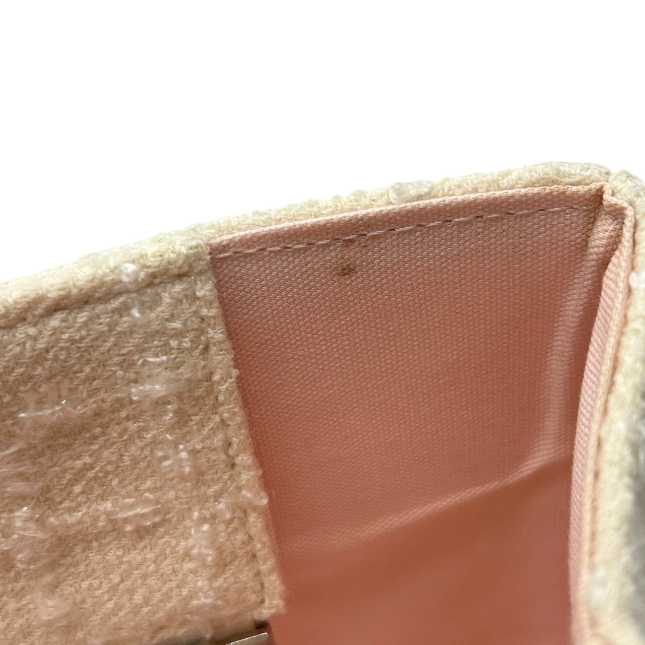 【美品】Samantha Vega サマンサベガ ハンドバッグ トートバッグ ワンショルダー 自立可 A4収納可 ツイード キャンバス レザー ホワイト アイボリー系 レディース フェミニン エレガント 上品 通勤通学 人気モデル クリーニング済み s33