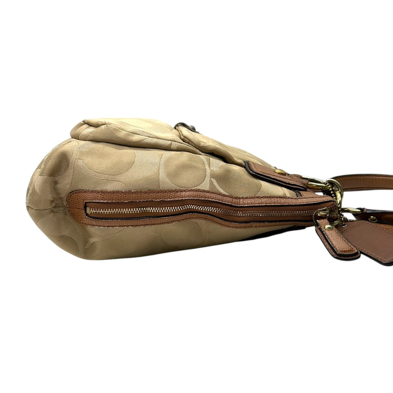 【COACH】コーチ クリスティン 型押しレザー ショルダーバッグ ワンショルダー F18301 シグネチャー キャンバス レザー ブラウン系 A4収納可 ターンロック チェーンハンドル レディース 通勤通学 エレガント 人気モデル クリーニング済み s32