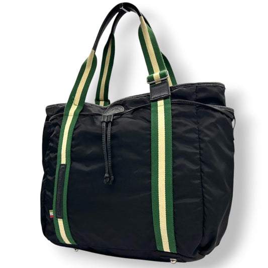 【Orobianco】オロビアンコ トートバッグ ワンショルダー A4収納可 大容量 ナイロン レザー ブラック グリーン ストライプハンドル メンズ レディース ユニセックス ビジネスバッグ 通勤通学 イタリア製 人気モデル クリーニング済み X