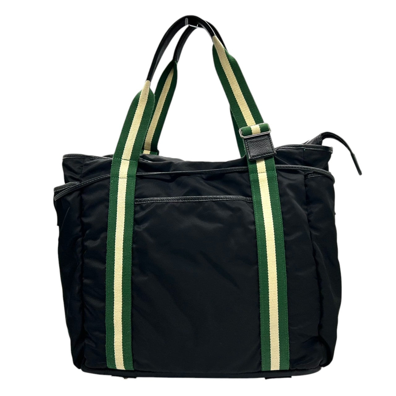 【Orobianco】オロビアンコ トートバッグ ワンショルダー A4収納可 大容量 ナイロン レザー ブラック グリーン ストライプハンドル メンズ レディース ユニセックス ビジネスバッグ 通勤通学 イタリア製 人気モデル クリーニング済み X