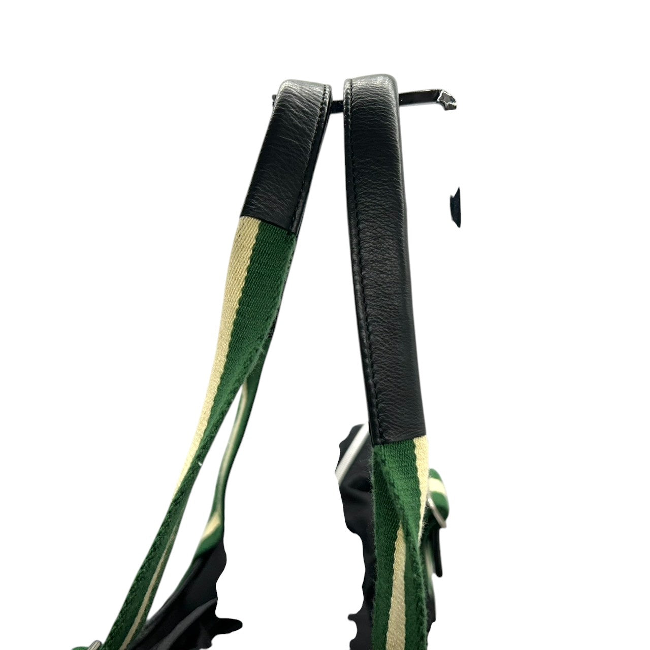 【Orobianco】オロビアンコ トートバッグ ワンショルダー A4収納可 大容量 ナイロン レザー ブラック グリーン ストライプハンドル メンズ レディース ユニセックス ビジネスバッグ 通勤通学 イタリア製 人気モデル クリーニング済み X