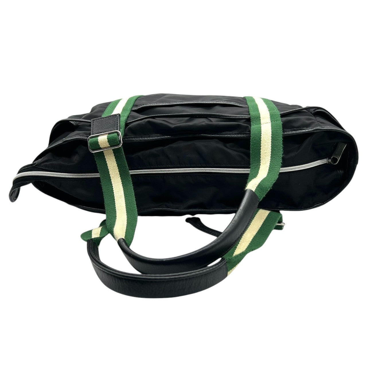 【Orobianco】オロビアンコ トートバッグ ワンショルダー A4収納可 大容量 ナイロン レザー ブラック グリーン ストライプハンドル メンズ レディース ユニセックス ビジネスバッグ 通勤通学 イタリア製 人気モデル クリーニング済み X