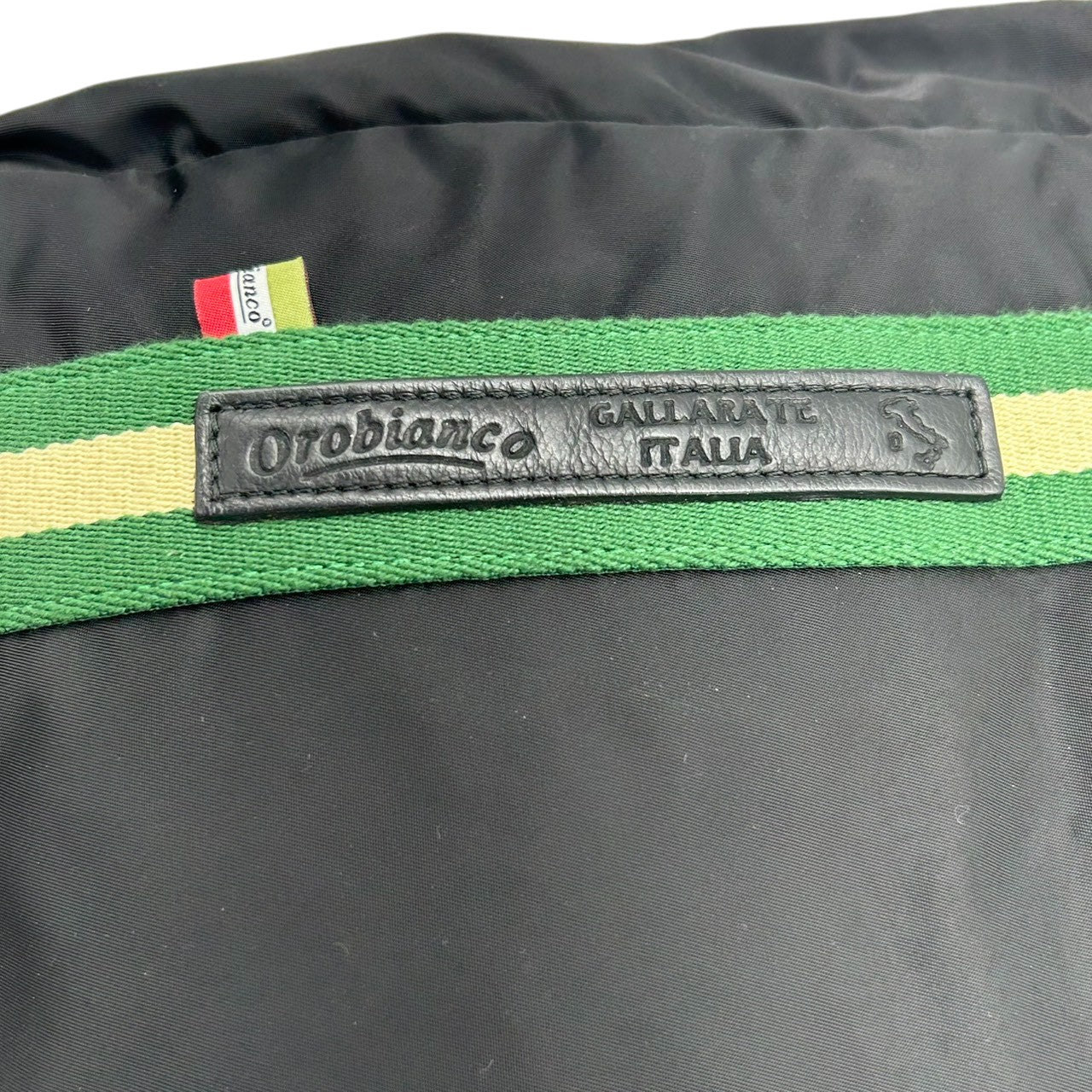 【Orobianco】オロビアンコ トートバッグ ワンショルダー A4収納可 大容量 ナイロン レザー ブラック グリーン ストライプハンドル メンズ レディース ユニセックス ビジネスバッグ 通勤通学 イタリア製 人気モデル クリーニング済み X