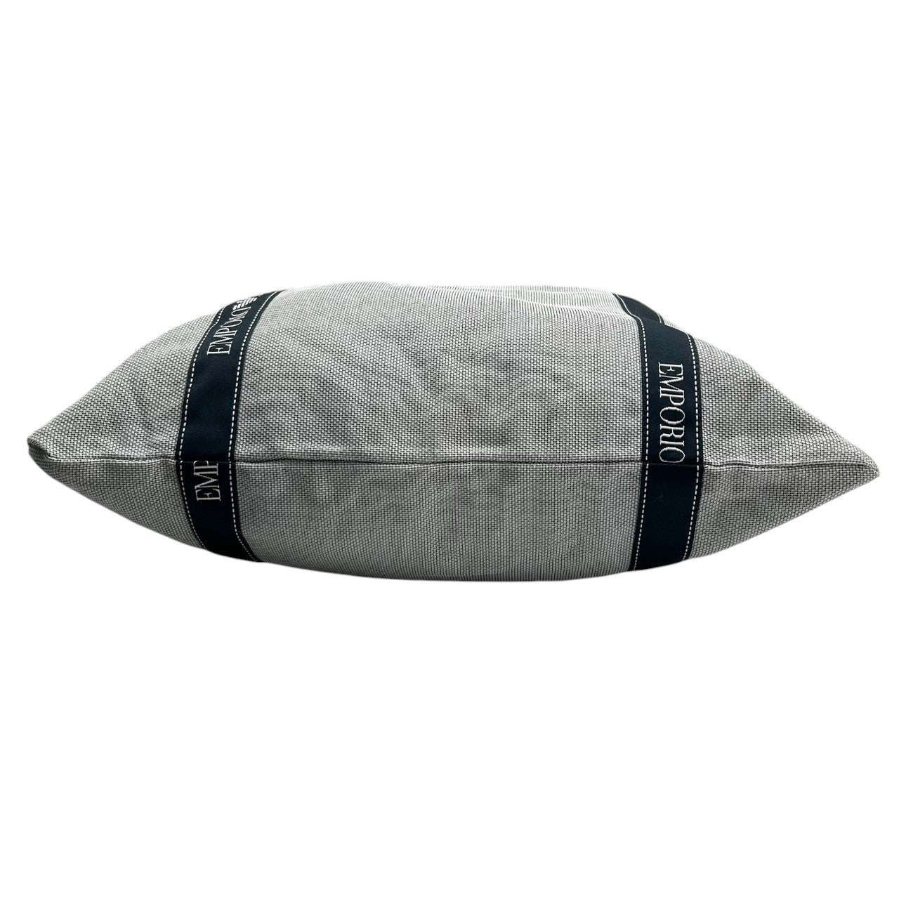 【EMPORIO ARMANI】エンポリオアルマーニ 2WAY トートバッグ ショルダーバッグ 大容量 キャンバス グレー ロゴテープストラップ メンズ レディース ユニセックス カジュアル スタイリッシュ イタリア製 人気モデル クリーニング済み s66