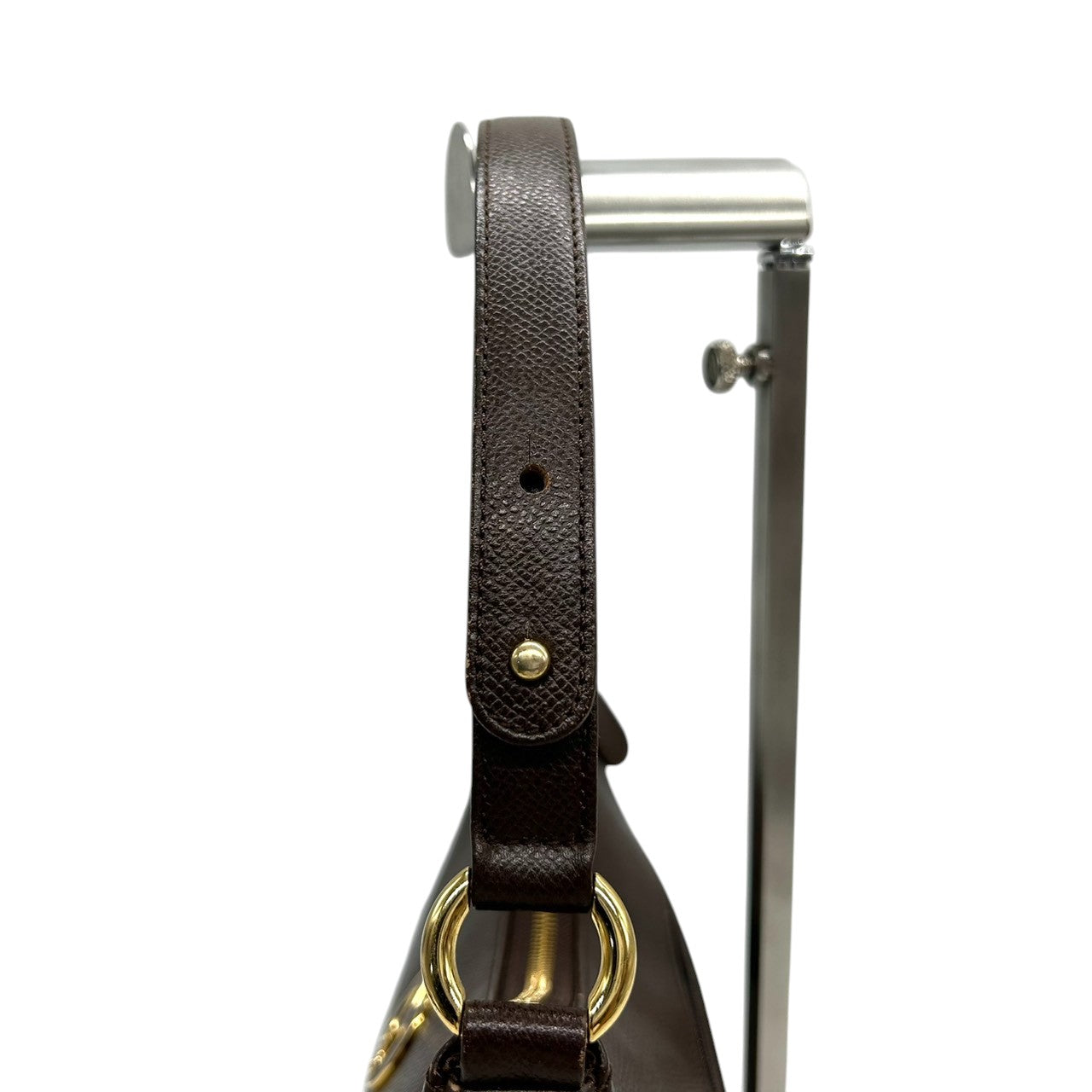 【mila Schn】ミラショーン ハンドバッグ ワンショルダー 自立可 Mロゴ 本革 レザー ダークブラウン ゴールド金具 レディース ヴィンテージ クラシック エレガント フォーマル パーティー 人気モデル クリーニング済み s99