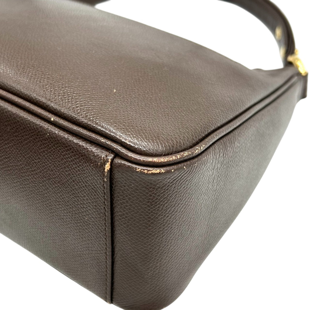 【mila Schn】ミラショーン ハンドバッグ ワンショルダー 自立可 Mロゴ 本革 レザー ダークブラウン ゴールド金具 レディース ヴィンテージ クラシック エレガント フォーマル パーティー 人気モデル クリーニング済み s99