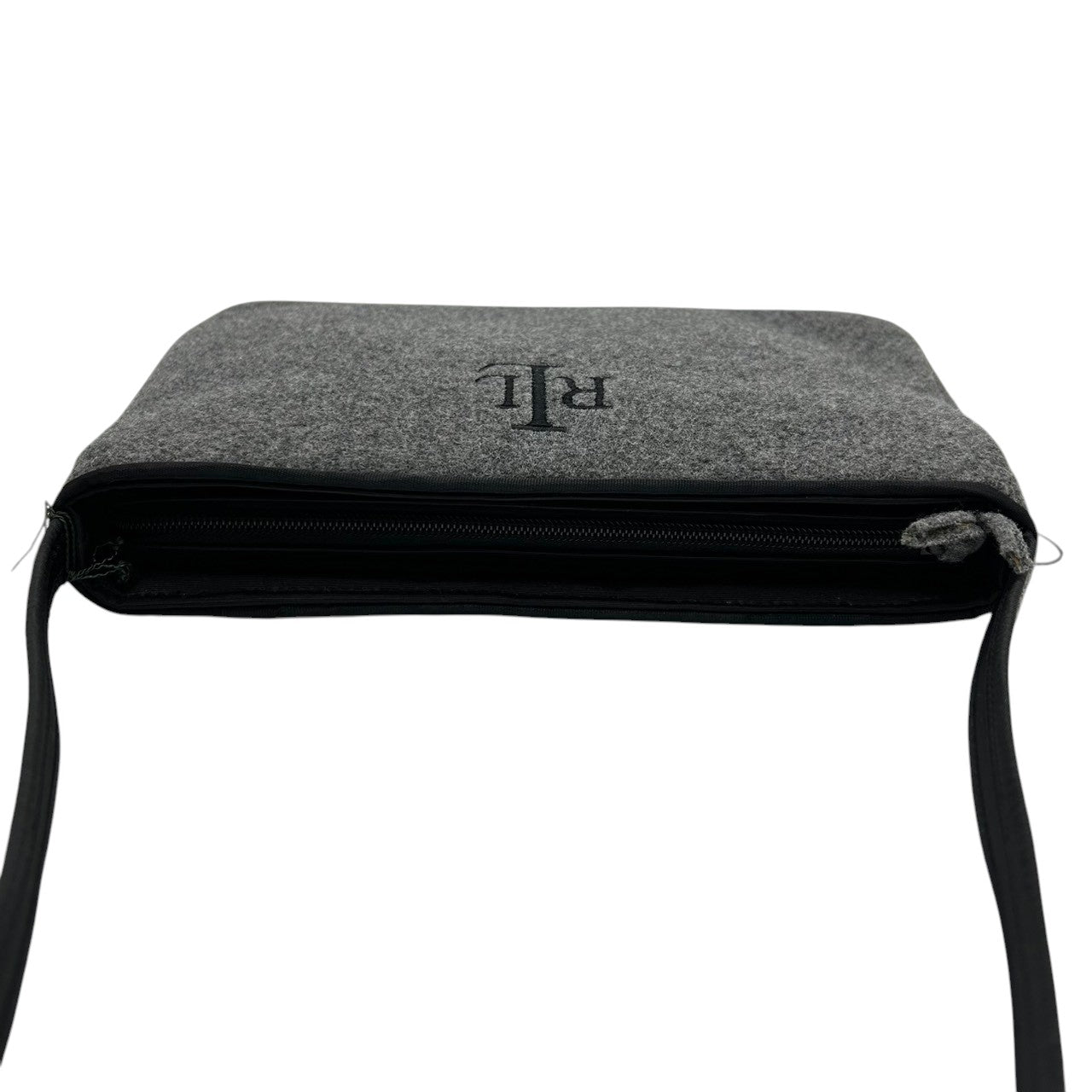 【美品/タグ付き】LAUREN RALPH LAUREN ローレンラルフローレン ショルダーバッグ ワンショルダー アクセサリーポーチ ウール グレー ブラック RLLロゴ 刺繍 レディース エレガント クラシック 秋冬モデル クリーニング済み s99