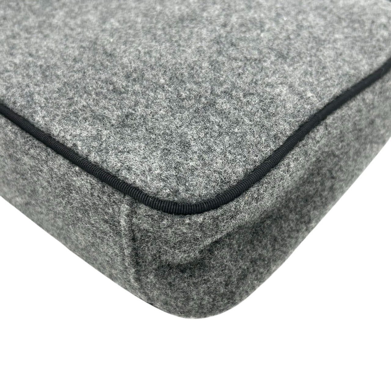 【美品/タグ付き】LAUREN RALPH LAUREN ローレンラルフローレン ショルダーバッグ ワンショルダー アクセサリーポーチ ウール グレー ブラック RLLロゴ 刺繍 レディース エレガント クラシック 秋冬モデル クリーニング済み s99