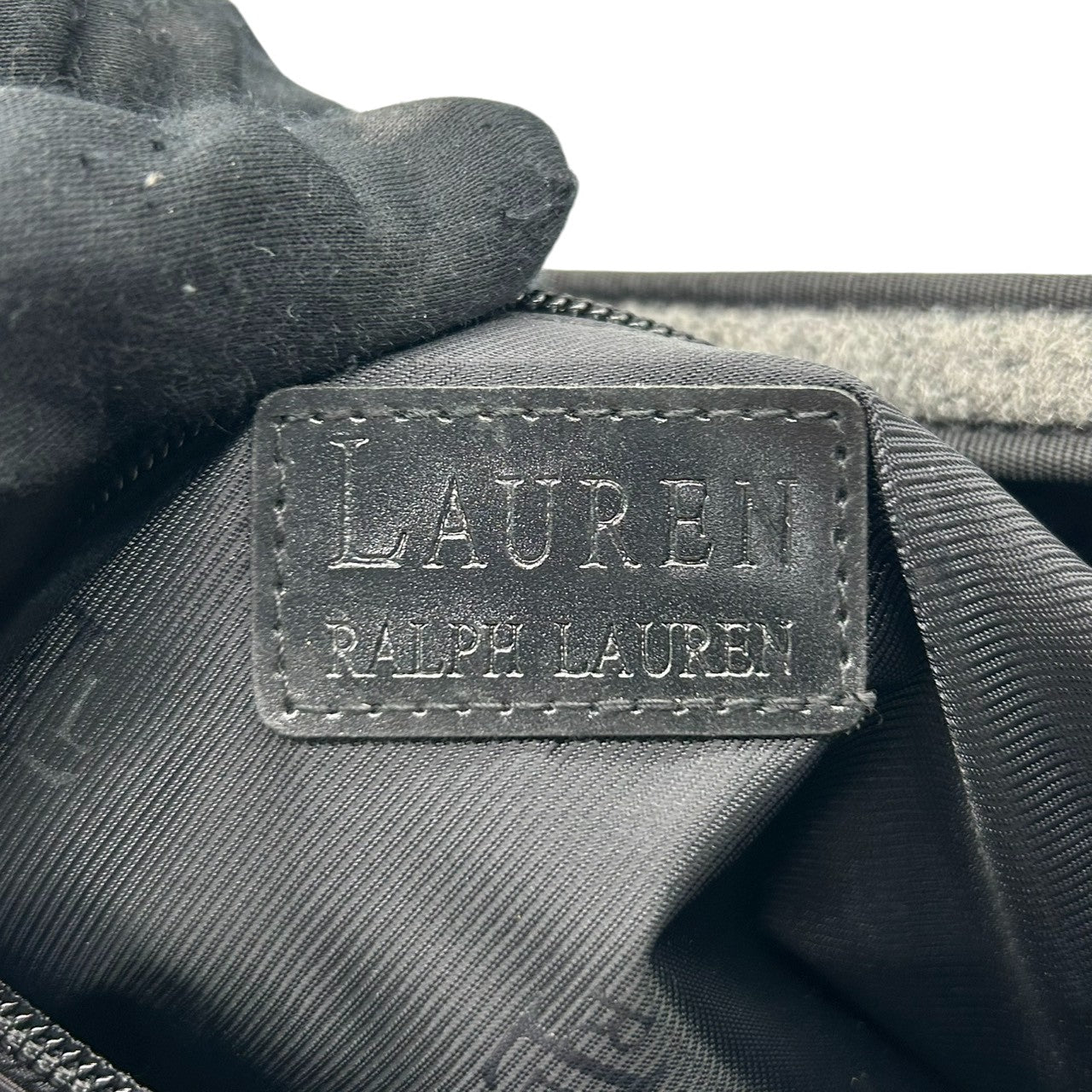 【美品/タグ付き】LAUREN RALPH LAUREN ローレンラルフローレン ショルダーバッグ ワンショルダー アクセサリーポーチ ウール グレー ブラック RLLロゴ 刺繍 レディース エレガント クラシック 秋冬モデル クリーニング済み s99