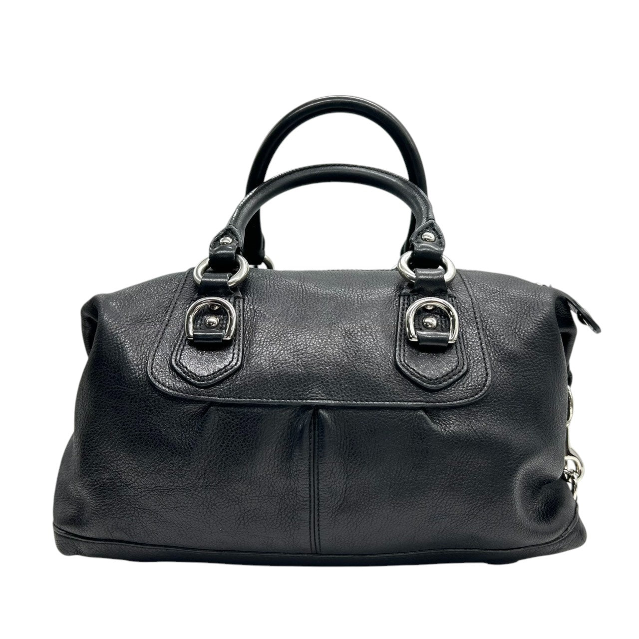 【美品/保存袋付き】COACH コーチ マディソン 2WAY ハンドバッグ ショルダーバッグ 12937 サッチェルバッグ 自立可 本革 ペブルドレザー ブラック 黒 ギャザー ホースアンドキャリッジロゴ レディース エレガント クリーニング済み s86