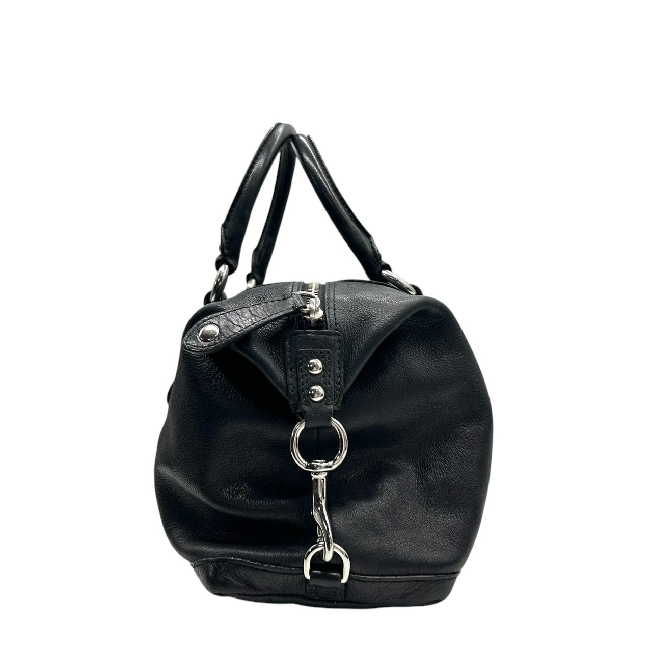 【美品/保存袋付き】COACH コーチ マディソン 2WAY ハンドバッグ ショルダーバッグ 12937 サッチェルバッグ 自立可 本革 ペブルドレザー ブラック 黒 ギャザー ホースアンドキャリッジロゴ レディース エレガント クリーニング済み s86