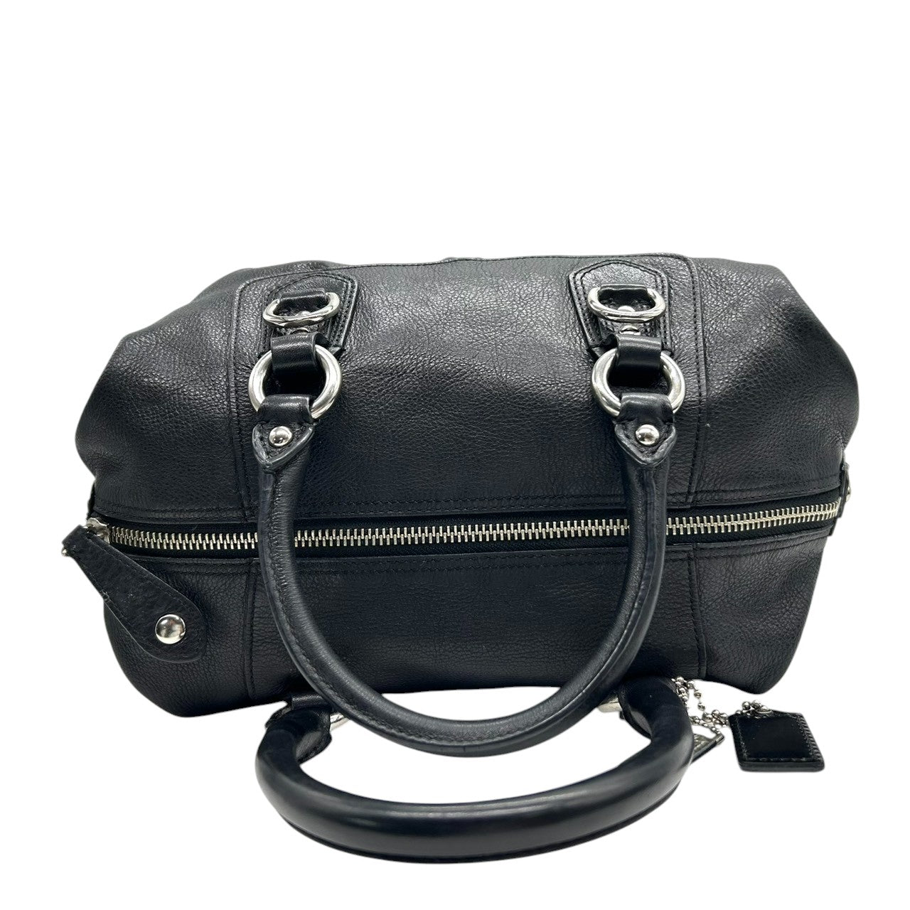 【美品/保存袋付き】COACH コーチ マディソン 2WAY ハンドバッグ ショルダーバッグ 12937 サッチェルバッグ 自立可 本革 ペブルドレザー ブラック 黒 ギャザー ホースアンドキャリッジロゴ レディース エレガント クリーニング済み s86