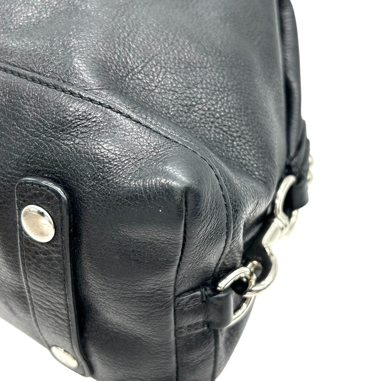 【美品/保存袋付き】COACH コーチ マディソン 2WAY ハンドバッグ ショルダーバッグ 12937 サッチェルバッグ 自立可 本革 ペブルドレザー ブラック 黒 ギャザー ホースアンドキャリッジロゴ レディース エレガント クリーニング済み s86