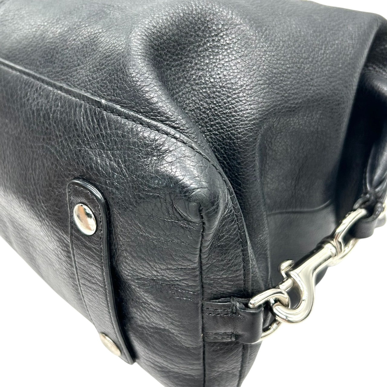 【美品/保存袋付き】COACH コーチ マディソン 2WAY ハンドバッグ ショルダーバッグ 12937 サッチェルバッグ 自立可 本革 ペブルドレザー ブラック 黒 ギャザー ホースアンドキャリッジロゴ レディース エレガント クリーニング済み s86