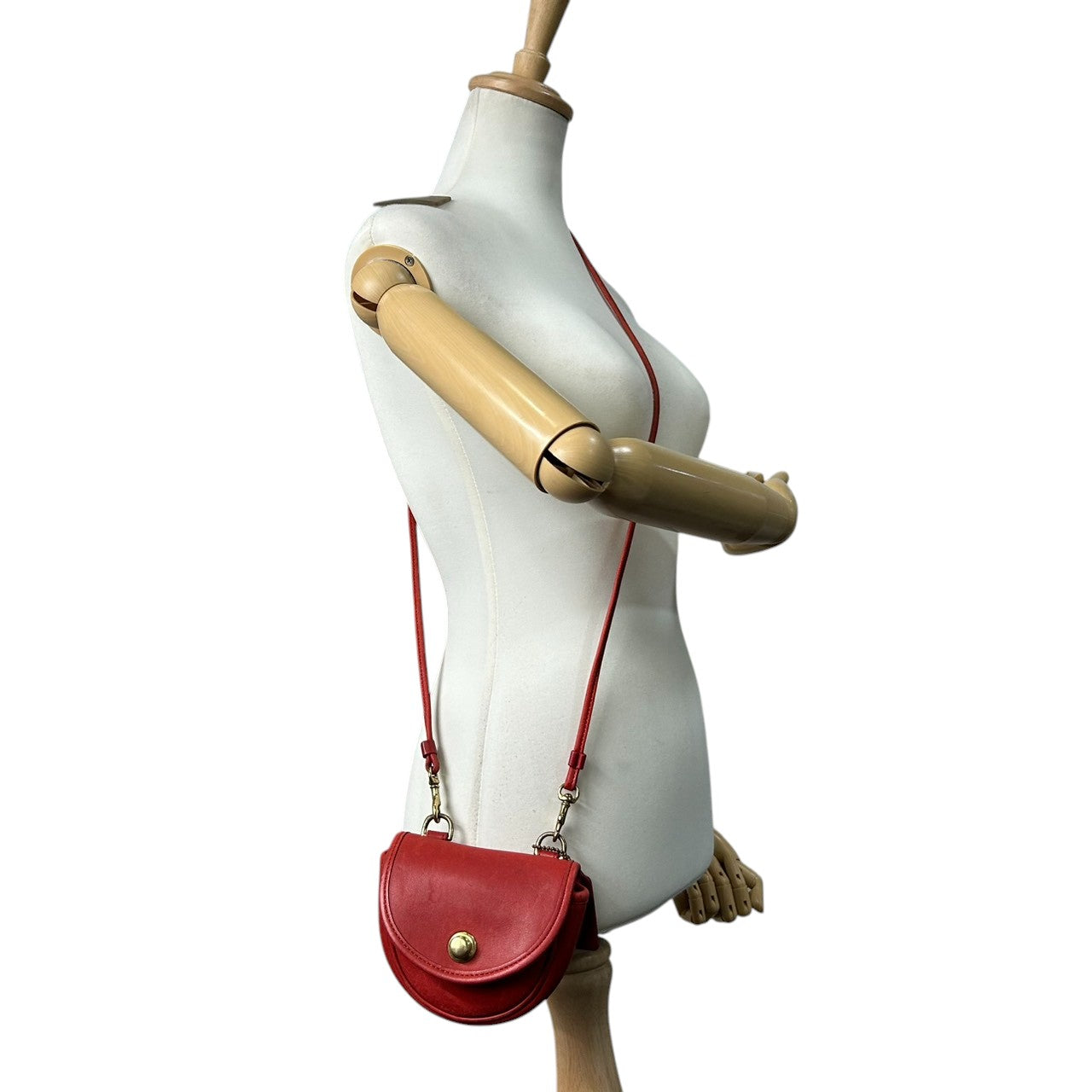 【希少/USA製】オールドコーチ COACH ショルダーバッグ ポシェット ミニバッグ レッド グラブタンレザー ドイツホック ゴールド金具 USA製 1086-335 ヴィンテージ レディース クラシック レアモデル S51