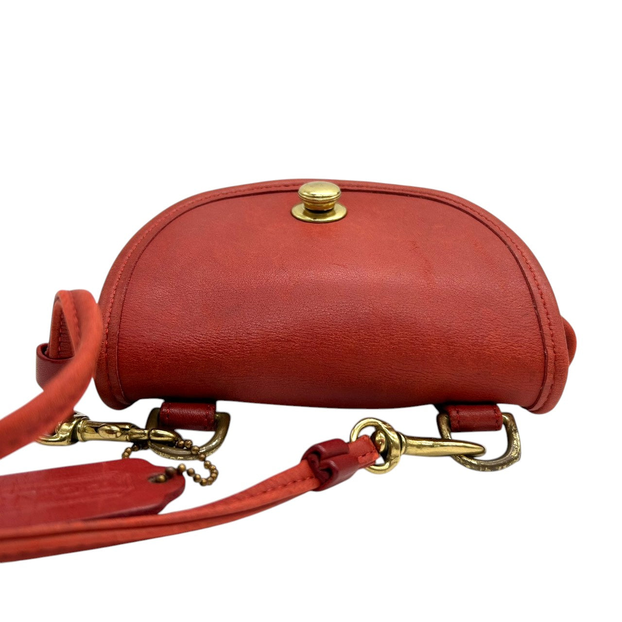 【希少/USA製】オールドコーチ COACH ショルダーバッグ ポシェット ミニバッグ レッド グラブタンレザー ドイツホック ゴールド金具 USA製 1086-335 ヴィンテージ レディース クラシック レアモデル S51
