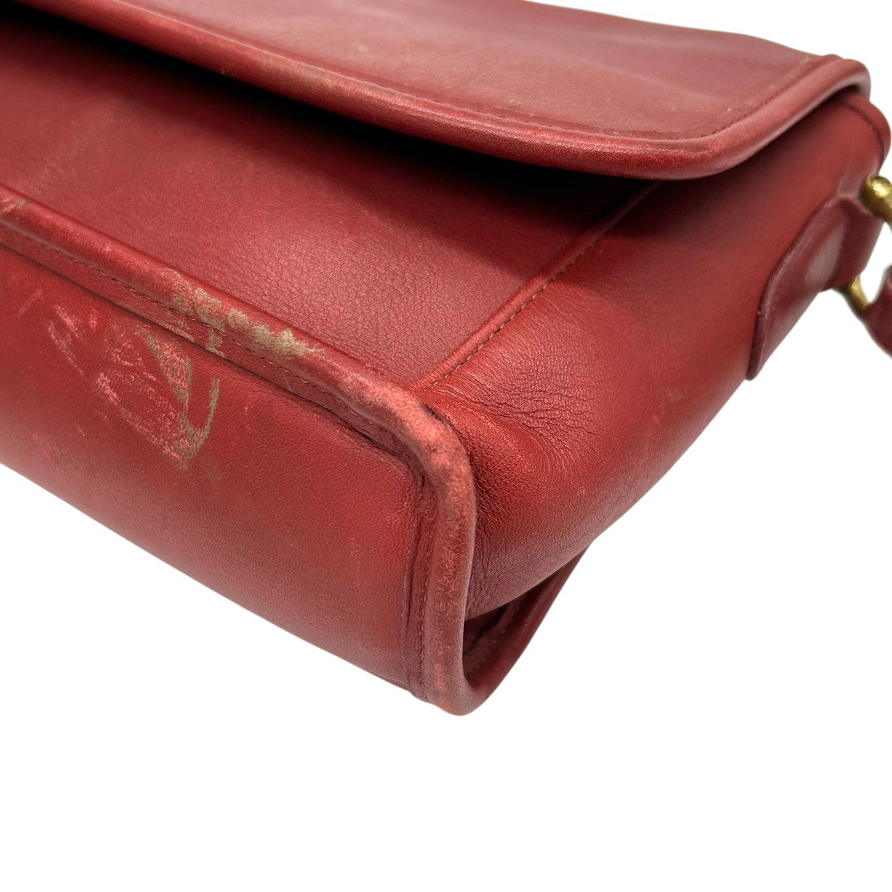 【希少/USA製】オールドコーチ COACH ショルダーバッグ クロスボディ 斜め掛け可 フラップ グラブタンレザー 本革 レッド 赤 レディース ヴィンテージ クラシックデザイン 人気モデル クリーニング済み s51