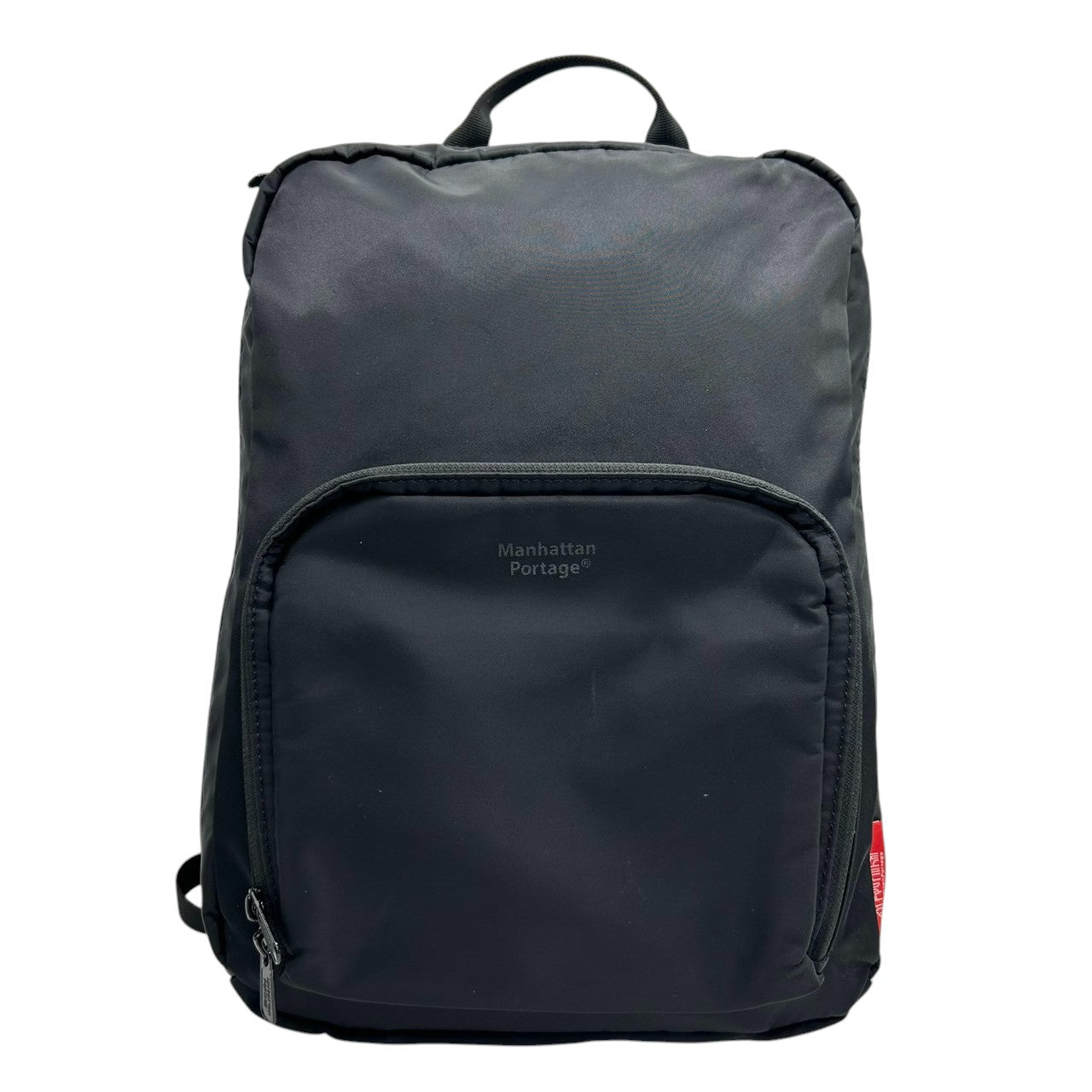 【美品】Manhattan Portage マンハッタンポーテージ バックパック リュックサック A4収納可 薄マチ スリム ナイロン ブラック 黒 カジュアル メンズ レディース ユニセックス 通勤通学 スタイリッシュ 人気モデル クリーニング済み s51