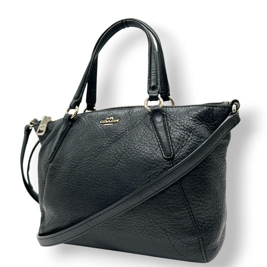 【COACH】コーチ 2WAY ハンドバッグ ショルダーバッグ プレーリーサッチェル 斜め掛け可 クロスボディ 本革 ペブルドレザー ブラック 黒 ゴールド金具 ホースアンドキャリッジロゴ レディース エレガント ビジネス 人気モデル クリーニング済み s45